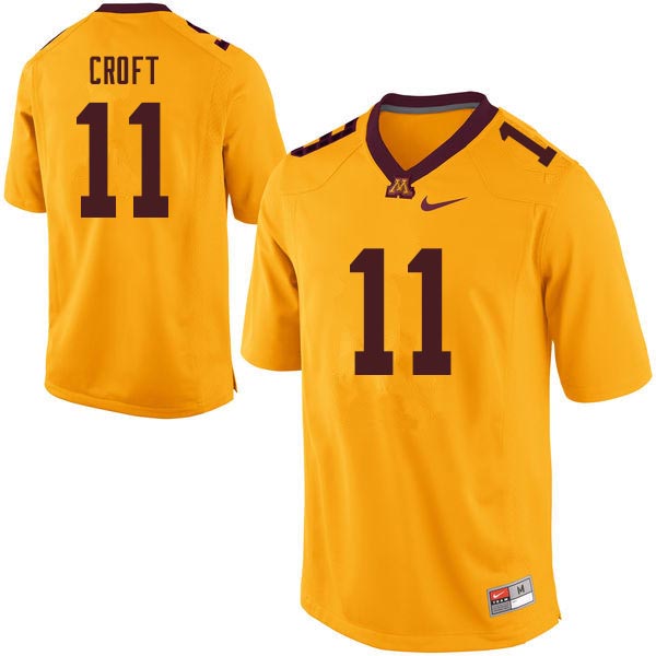 Men #11 Demry Croft Minnesota Golden Gophers College Football Jerseys Sale-Gold
